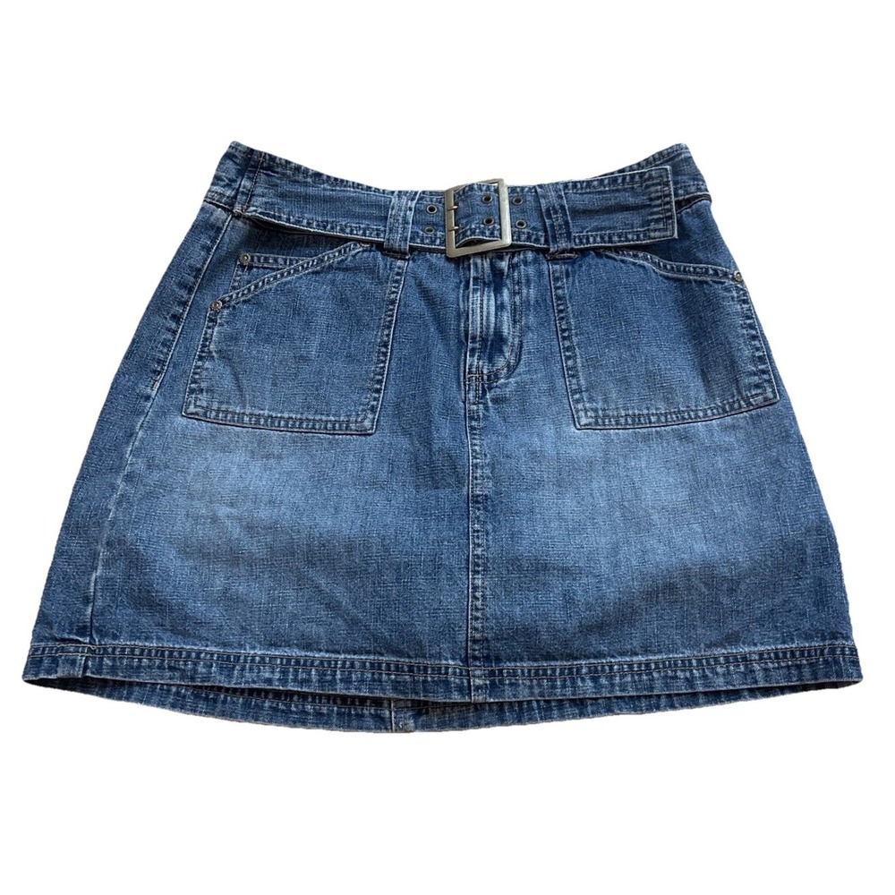 Vintage Faded Glory Denim Jean Mini Skirt Skort Women's 8 Missy Blue